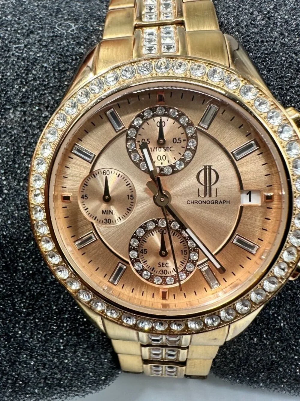 Jennifer Lopez Watch Women Rose Gold Tone Chronograph Date New Battery 6.75
